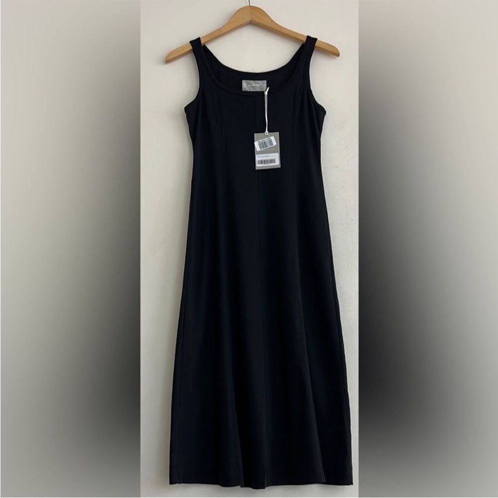 NWT Everlane The Luxe Cotton Seamed Tank Midi Dress in Black Size XS - Picture 4 of 10